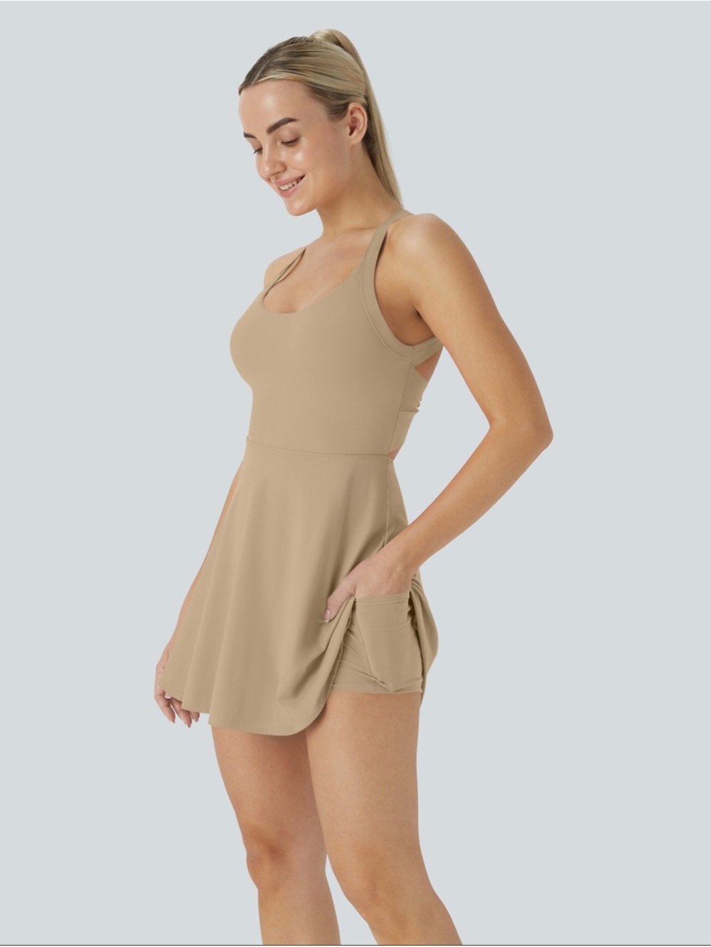 HALARA Softly Zero Backless Twisted Instant cool Active Easy Peezy Dress